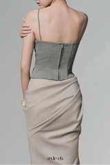 emily Blue Mint Camellia Corset Top