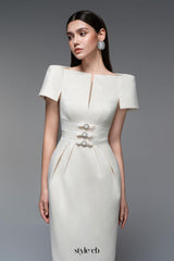 Beatrice Sheath Boat Neck Brocade maxi Dress