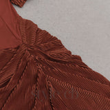 PUFF SLEEVE TWIST FRONT SPLIT THIGH DRESS