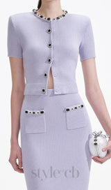 Lilac Embellished Knit Top