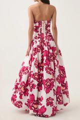 nancy Violette  Bubble Hem Maxi Dress in pale red