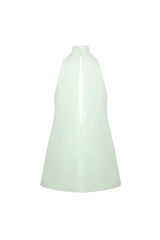 v-neck cutout backless crepe halter dress - celadon