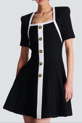 Two-tone A-line knit dress