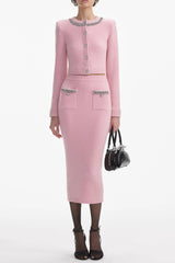 shirley pink embellished jacket & skirt matching set