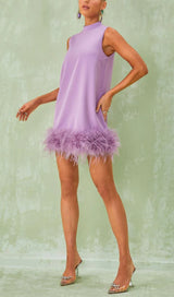 FEATHER MINI DRESS IN WHITE