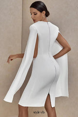 Crepe Twist Bodycon midi dress in white