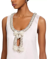 rhinestones embellIshed Bow Mini Dress in white