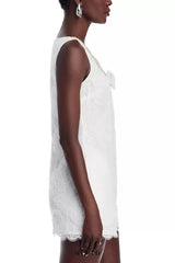 bow Tulle Lace Mini Dress in white