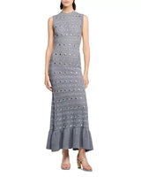 valerie Studded Knit sleeveless Midi Dress in gray