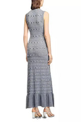 valerie Studded Knit sleeveless Midi Dress in gray