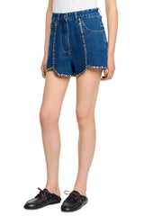 Rhinestone Denim Shorts in blue