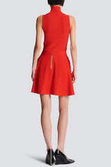 candance Sleeveless plaid Knit Top skirt set in red