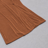 BROWN PLUS SIZE V NECK SLIT BODYCON DRESS