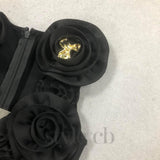 ruffled top with gold accents maxi dress