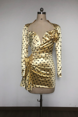 jenny Polka Dots Satin Mini Dress in Yellow