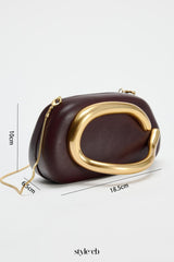 Curved Metal Box Bag in Burgundy
