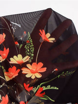 pandora Black Floral Mesh Ruffle Maxi Dress