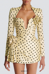 jenny Polka Dots Satin Mini Dress in Yellow