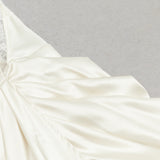 CAMILLE WHITE SATIN CORSET OFF SHOULDER GOWN