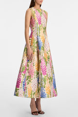 zenobia colorful print Jacquard sleeveless maxi Dress