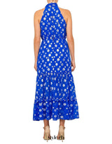 ELEANOR HALTER METALLIC midi DRESS