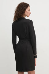 Ribbed V-neck mini dress in black