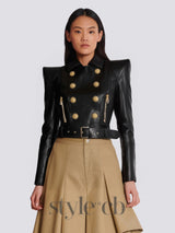 Perfecto cropped leather jacket in black