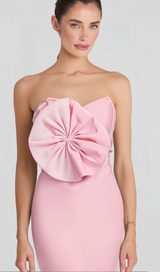 ANNABELLE BOWKNOT BANDAGE BUSTIER MIDI DRESS IN PINK