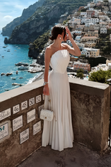 Carlotta White Strapless Pleated Maxi Dress