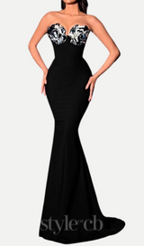 eudora 3d flower off-shoulder maxi dress in black