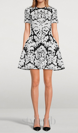 FLORAL-PATTERN STRETCH-KNIT MINI DRESS