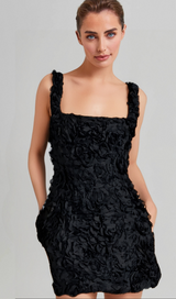 BLACK FLOWER MINI DRESS