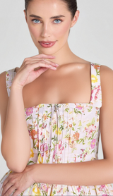 FLORAL PRINTED COTTON MINI DRESS