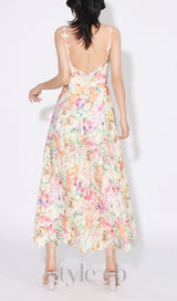 COLORFUL FLORAL PRINT MIDI DRESS