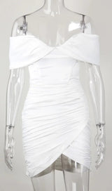 IVORY TUBE TOP PLEATED DRESS