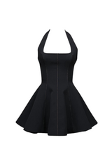 sandy halterneck bow-embellished mini dress in Black