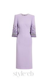 bergman embellished crepe midi dress in lavender