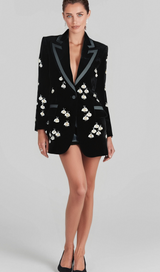SIBYL BLACK BEE DIAMOND BLAZER MINI DRESS