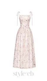 floral print a-line square neck maxi dress