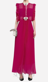 Chiffon Ruffled Maxi Dress in red