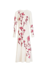 odette stretch knit maxi dress in ecru multi