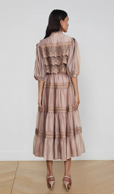 Inès lace cut-out tiered midi dress