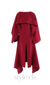 zenobia shawl slit maxi dress in red