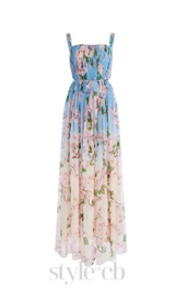 xaviera pleated silk chiffon gown in blue