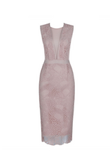 gloria Lace Bandage midi Dress in Blush