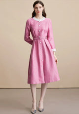 virginia Tweed Sequin khaki midi Dress