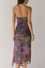 Mesh Strapless Midi Dress