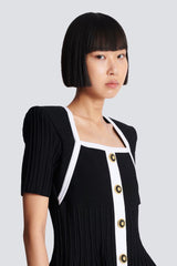 Two-tone A-line knit dress