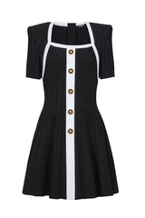 Two-tone A-line knit dress