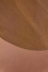 Eleanor Sheath Asymmetric Neck Taffeta Midi Dress in brown